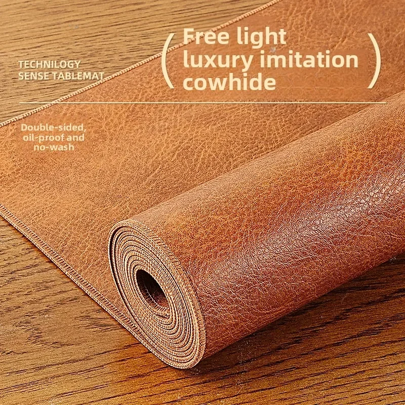 Double-sided Retro Imitation Cowhide Table Cloth Pad Light Luxury High-end Leather Table Cloth for Computer Mats Writing Desk