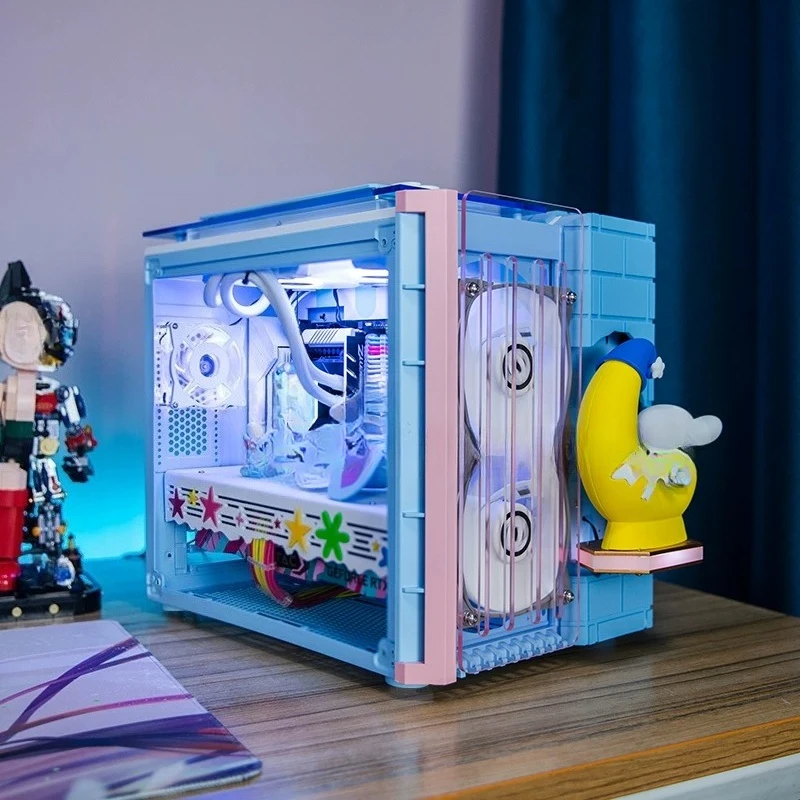 Water-cooled 3070Ti game computer console, animation theme, cartoon cute image, girl heart, suitable for girls