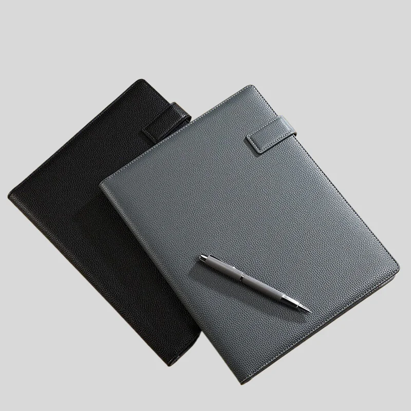 A4 Leather Padfolio Portfolio File Folder Man Document Holder Desk Organizer Executive Folders Calculator Briefcase for Office