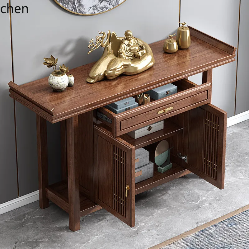 YFY  New Chinese Style Solid Wood Entrance Table Altar Incense  God Altar End View Entrance Table Altar God Shrine Table