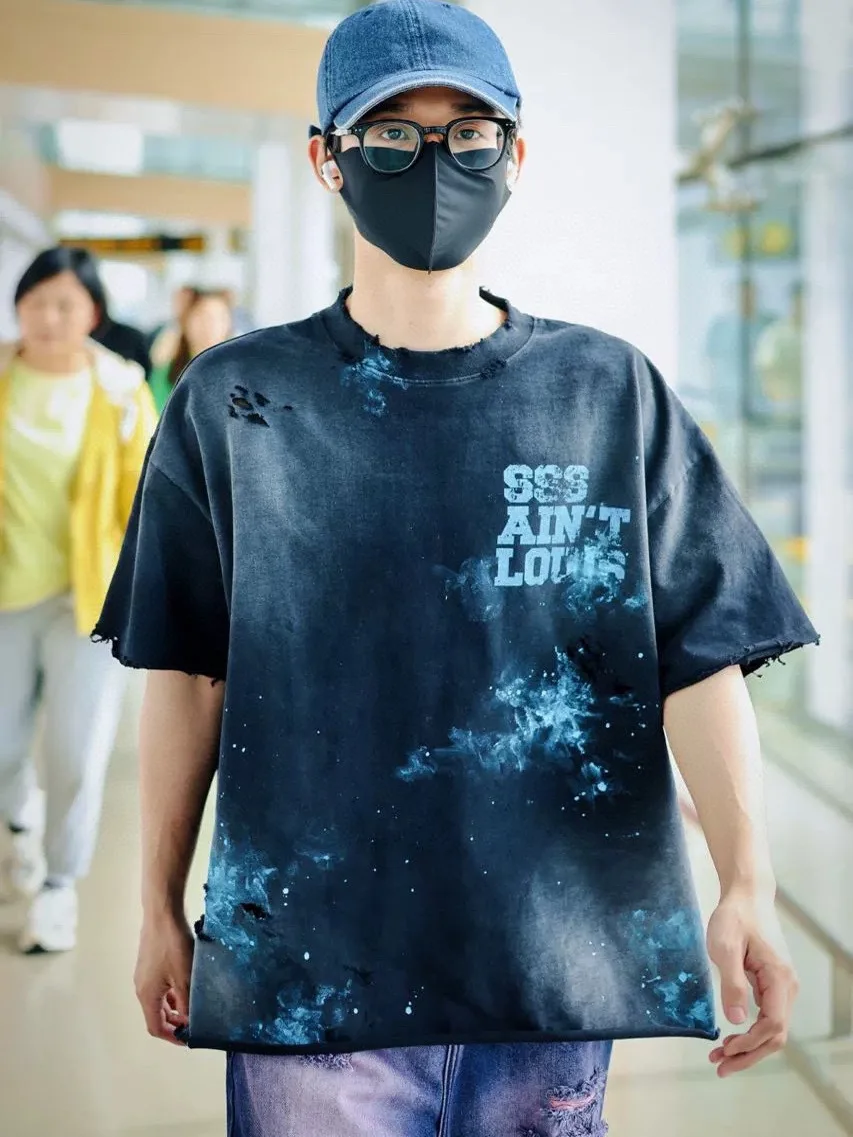 

Футболка Saint Louis fiti Hip Hop с принтом, в стиле оверсайз, для пар, летняя, из хлопка, с круглым вырезом, свободного кроя.