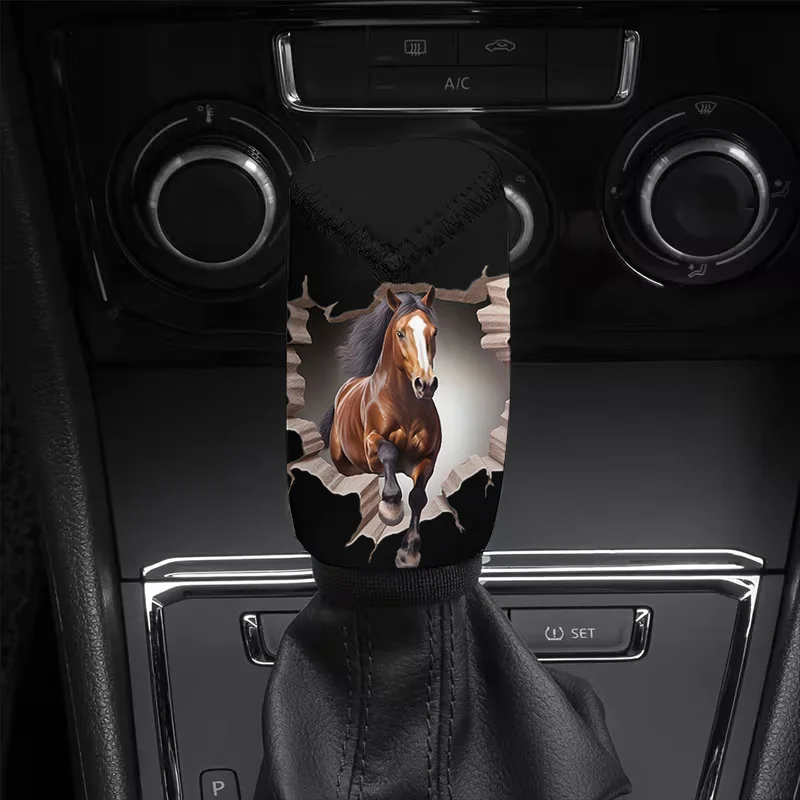 1pc, Galloping Horse Printed Gear Shift Dust Cover, Suitable For Various Car Models, Personalized Gear Shift Cover, Printed Desi