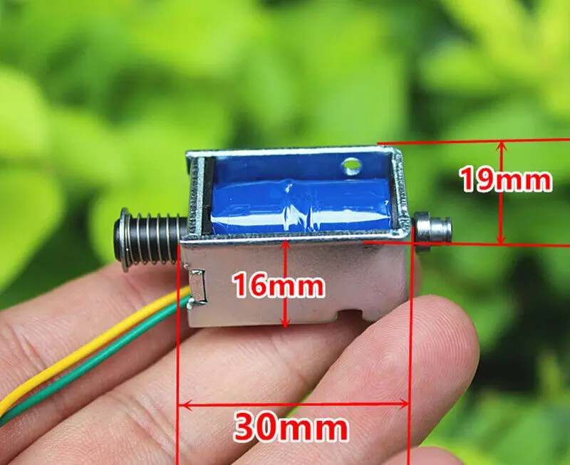 Stroke 6.8mm DC 12V 16mm*19mm Micro Push-Pull Square Solenoid Through Type Electromagnet