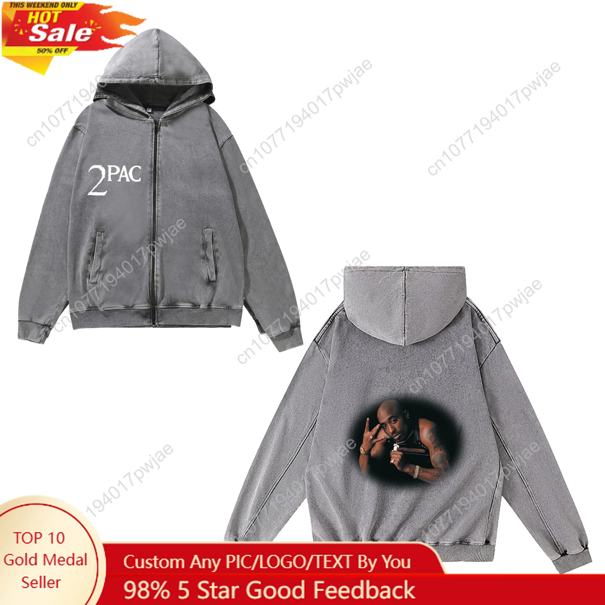 

Tupac Hip hop Rapper 2Pac Zipper Sweatshirt Man Woman Vintage Hoodies Sweat Shirt With Pocket Full Zip Customized Jacket Tops