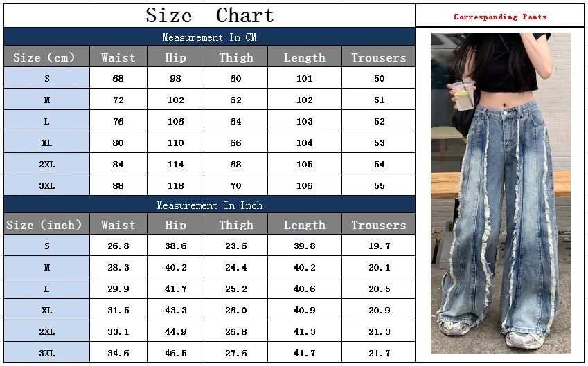 2000S Kleidung Y2K Streetwear Gewaschen Blau Baggy Gestapelt Jeans Hosen Für Frauen Breite Bein Gerade Lose Dame Hosen Ropa de Mujer – Detail 3