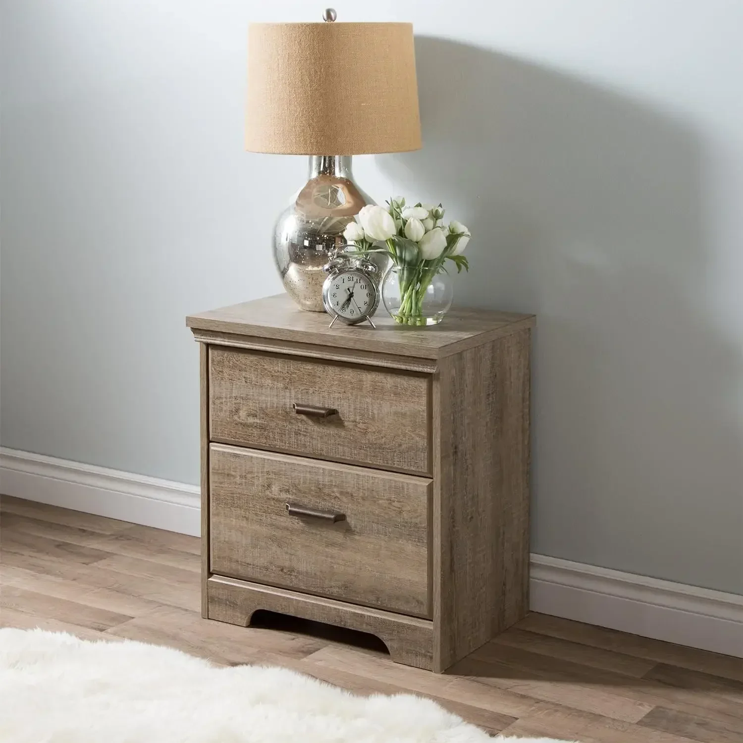 Shore Versa 2-Drawer Nightstand, 0, Weathered Oak