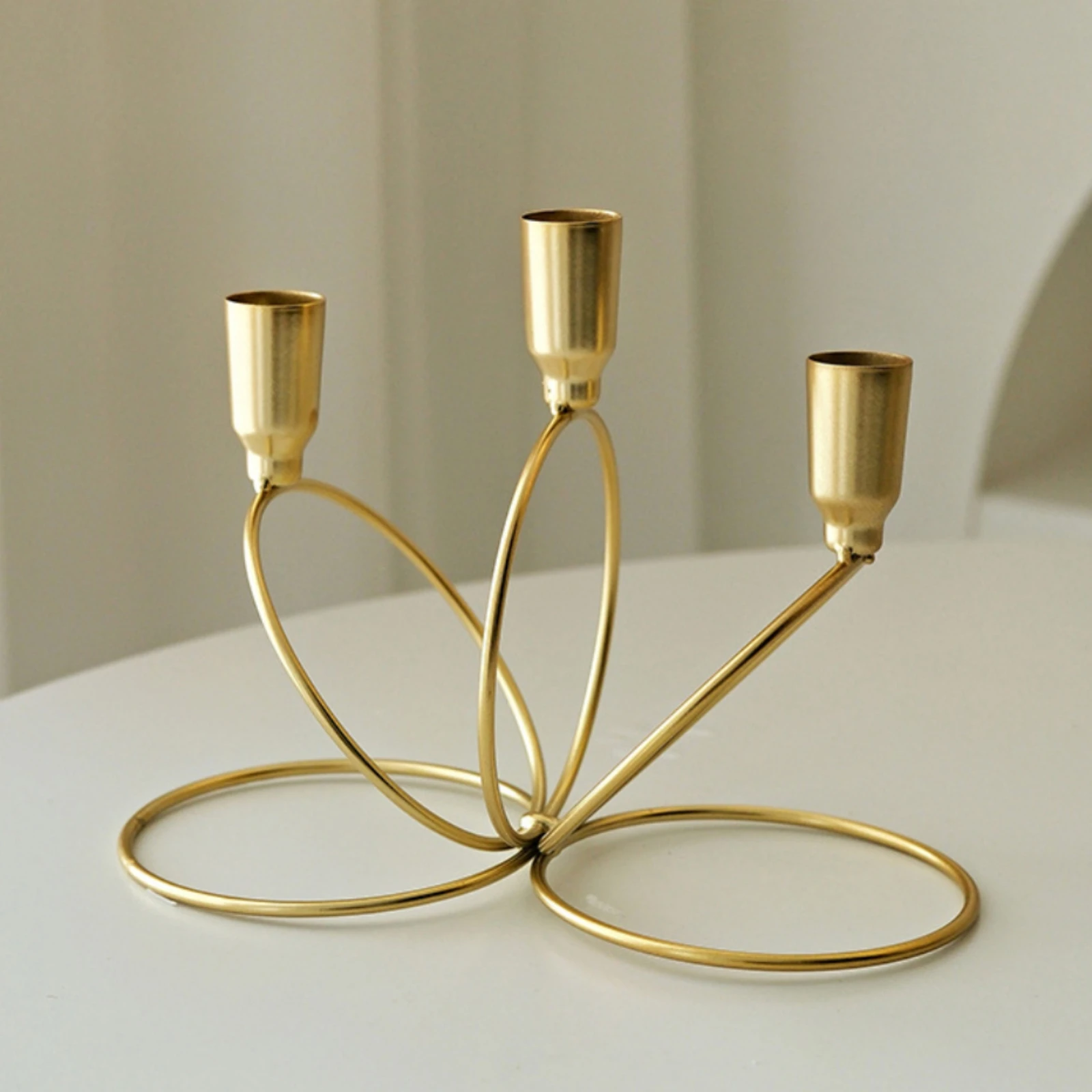Three-Arm Candlestick Holder Painted 3-Arm Candelabra Candlestick Holder with Three Cups Elegant Metal Candelabra Decorative view 4
