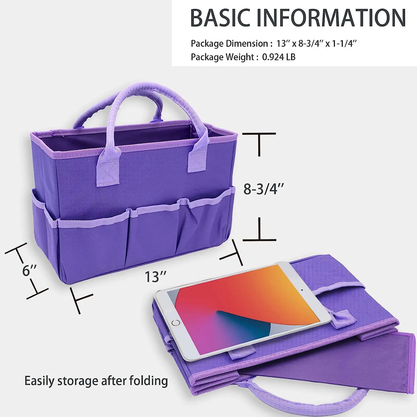 Imagem -03 - Bolsala Dobrável de Armazenamento com Bolsos Roxo Grande Capacidade Artista e Florista Profissional