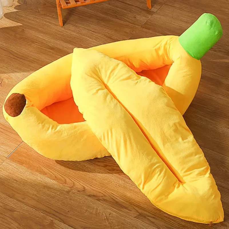 Dogs Bed Cozy Banana Shaped Nest Pets Bed Durable Detachable &Washable Plush Soft Puppy Cushion Pet Nesting Bed for Pet Supplies view 4