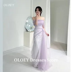 OLOEY Fairy Violet Wedding Party Dresses Off Shoulder Tulle Long Mermaid Bridal Gowns Corset Evening Party Dress Customized