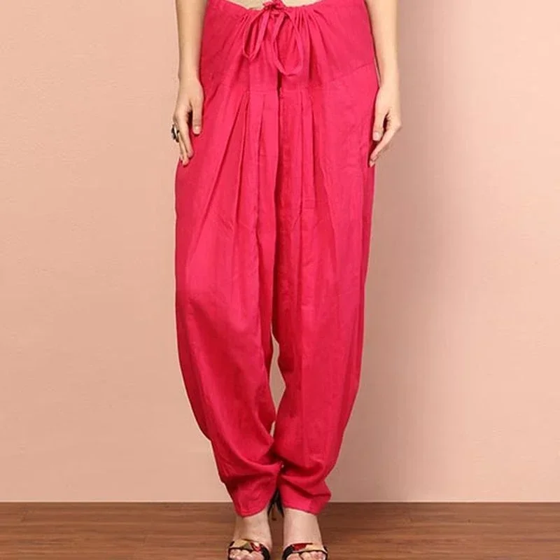 Spring Summer Women's Indian Punjabi Harem Pants Cotton Baggy Loose Fit Lightweight Pleated Trousers Pakistani India Clothing