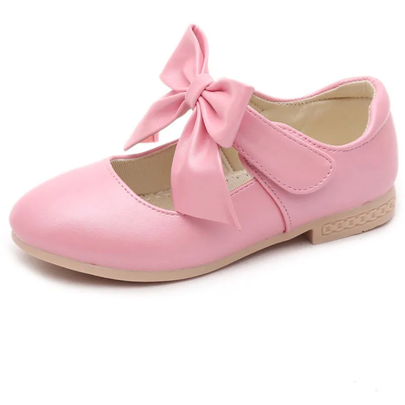 Children Wedding Shoes Gold Pink White Girl Bow Leather Shoes Spring Autumn Kids Flats Flowers Girls Shoes Size 26-36 CSH791