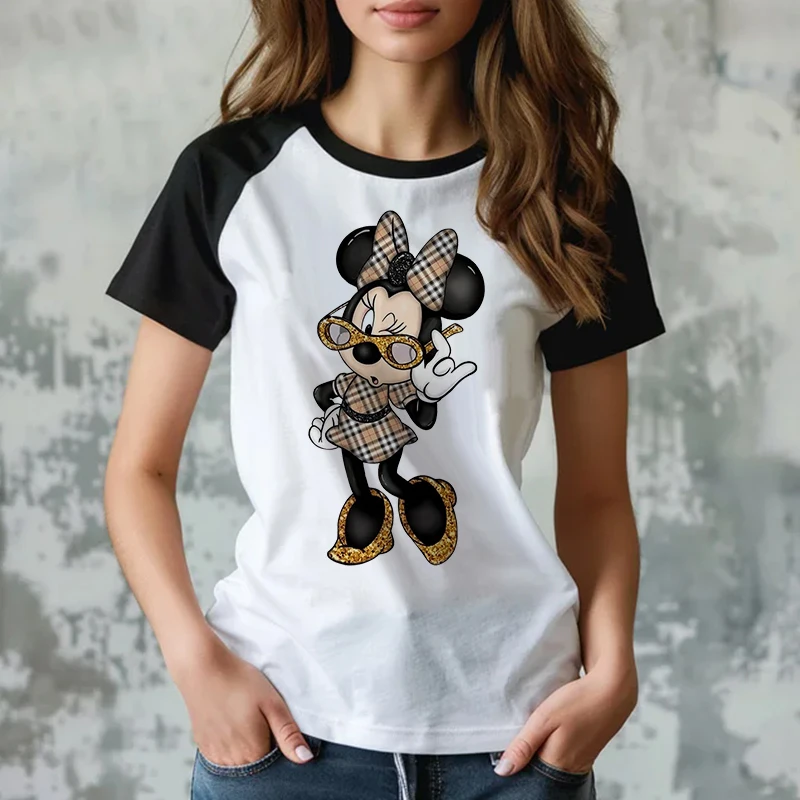 2024 Harajuku Fashion Mickey Tshirt Minnie Mouse Cartoon T-shirt damski T Shirt ubrania damskie Kawaii Disney t-shirty