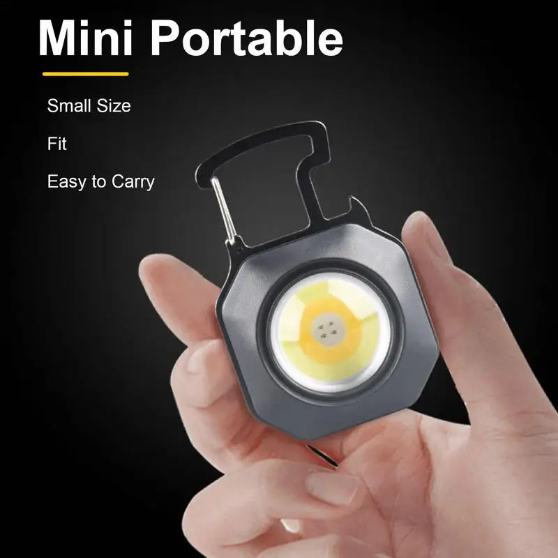 Mini LED Arbeits licht tragbare Schlüssel bund Taschenlampe Camping Cob Lampe für Zigaretten Feuerzeug Flaschen öffner Emergenc Pfeife Licht