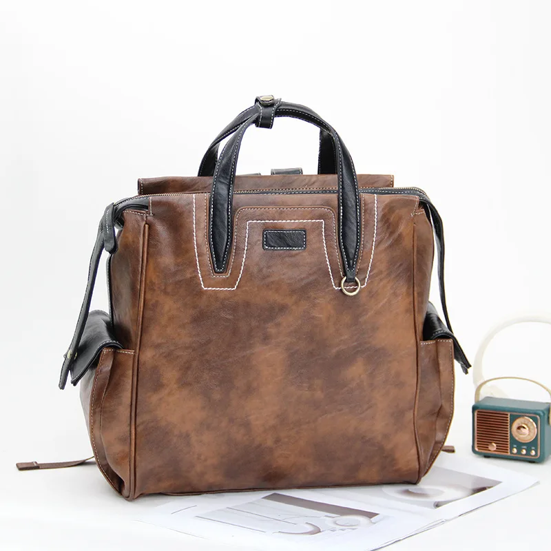 Vintage Men's Backpack Multi-functional Handbag Men Backpack Fashion Business Commuter Laptop Bag Mens Briefcase Document Bags