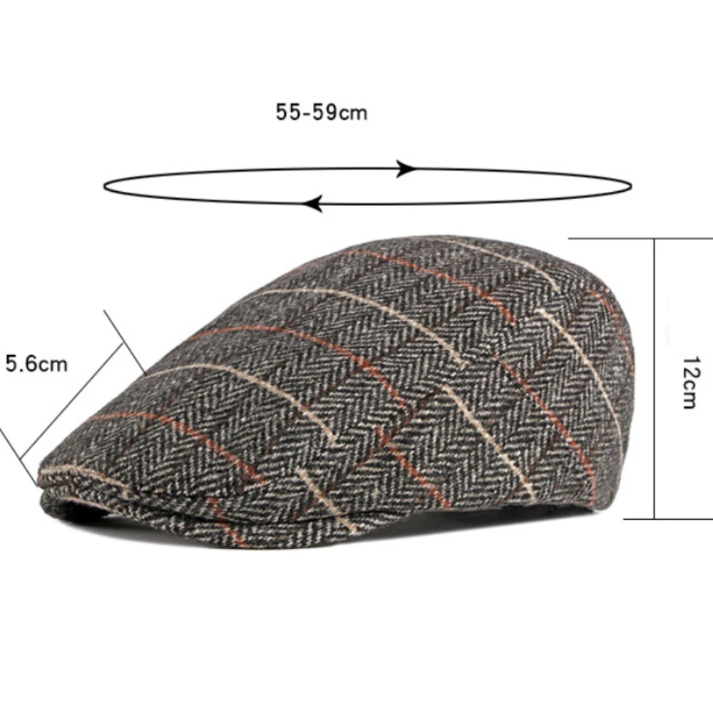 HT2903 Baskenmützen für Männer und Frauen, Retro-Künstler-Malermütze, karierte Baskenmütze, flache Ivy-Mütze für Damen und Herren, 2026 neue Herbst-Winter-Wollmütze. – Detail 1