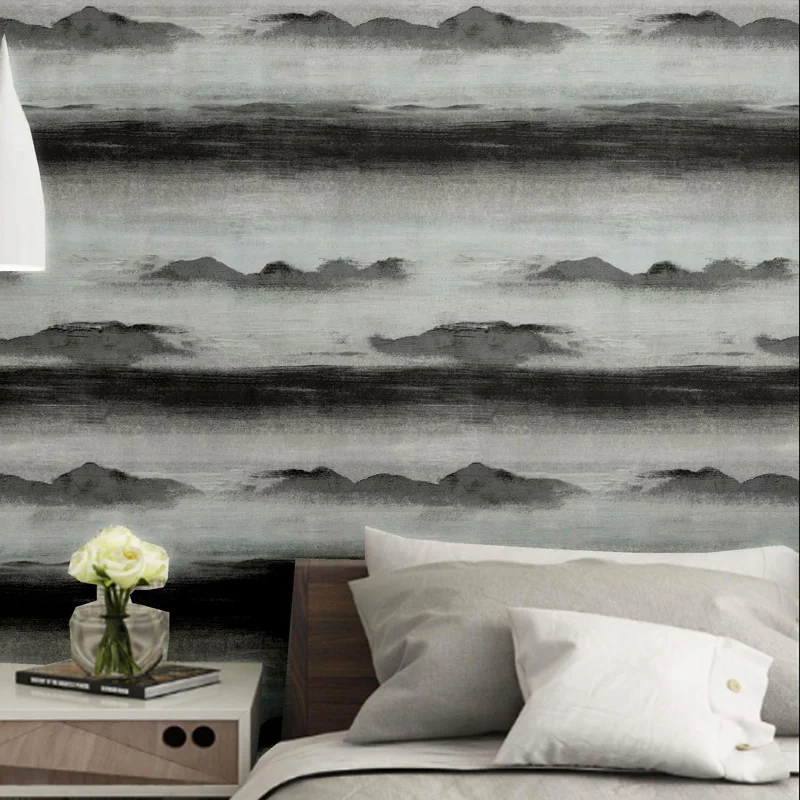 Chinese style ink painting landscape Wallpaper Mountain wall decals  Home Living Room Store Wall Sticker Non-woven Wallpaper