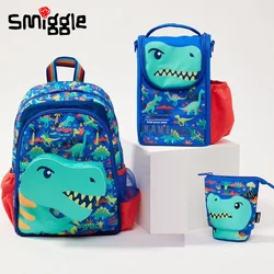 Genuine Australian Smiggle Cartoon Dinosaur Schoolbag Student Backpack Wallet Crossbody Meal Bag Retractable Pencil Case