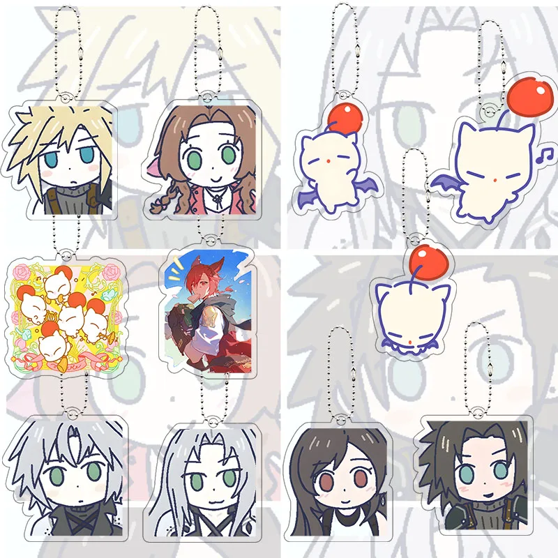 FF7 Cloud Strife Acryl-Schlüsselanhänger Aerith Anime Cartoon Studenten Cosplay Requisiten Deko Sammlerstück Schlüsselring Zubehör Geburtstagsgeschenk