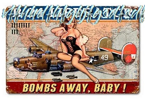 b-24 Liberator Pinup Girl Powder Coated Rust Vingtage Metal Sign Garage Oil Man Cave Signs 8X12 Inch sign