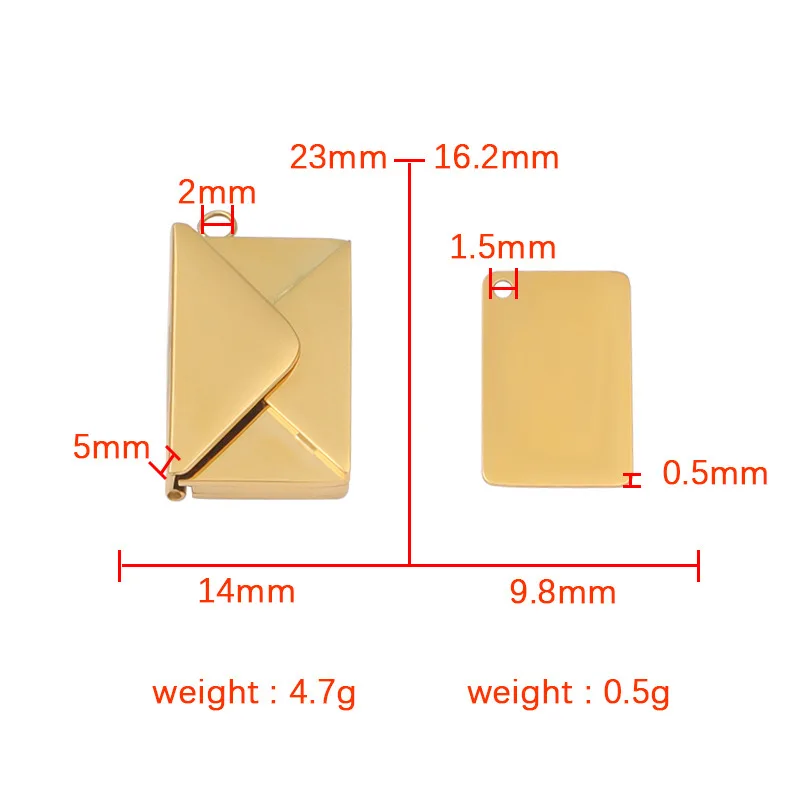 10 Pieces Mirror Polished Stainless Steel Love Letter Envelopes Necklaces For Women Letterheads Removable DIY Laser Engraving