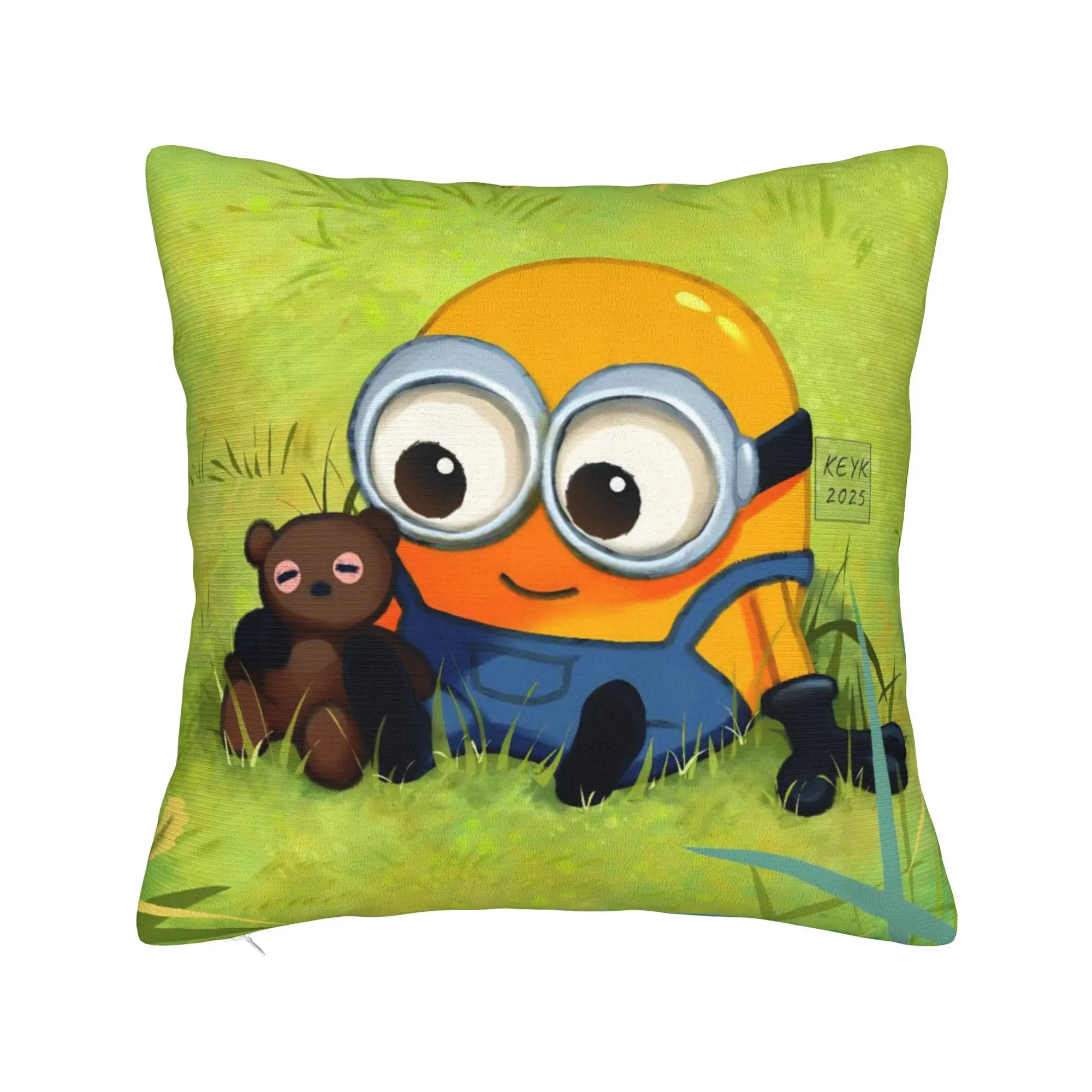 M-Minions-s Bob Kevin Cartoon Pillowcase Soft Polyester Cushion Cover Decorations Throw Pillow Case Cover Seat Zippered 18''