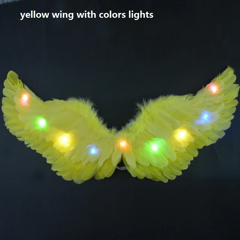 Women Girl LED Glow Light Up Angel Feather Wing Fairy Wings Props Birthday Wedding Party Christmas Halloween Costume Cosplay