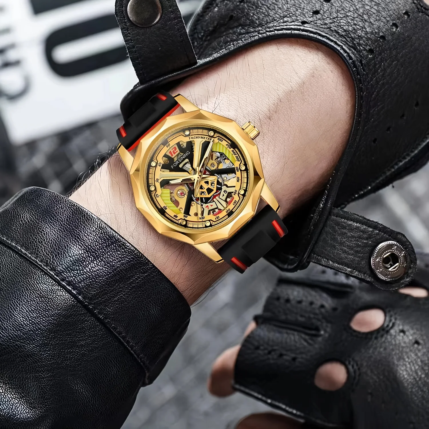 ساعة رجالية كاجوال، حركة ميكانيكية، تصميم هيكل عظمي، ساعة ميكانيكية عصرية مناسبة للعمل أو الارتداء اليومي، مناسبة للحفلات أو الارتداء اليومي، ساعة يد أنيقة وعصرية، ساعة هدية عيد ميلاد رائعة.