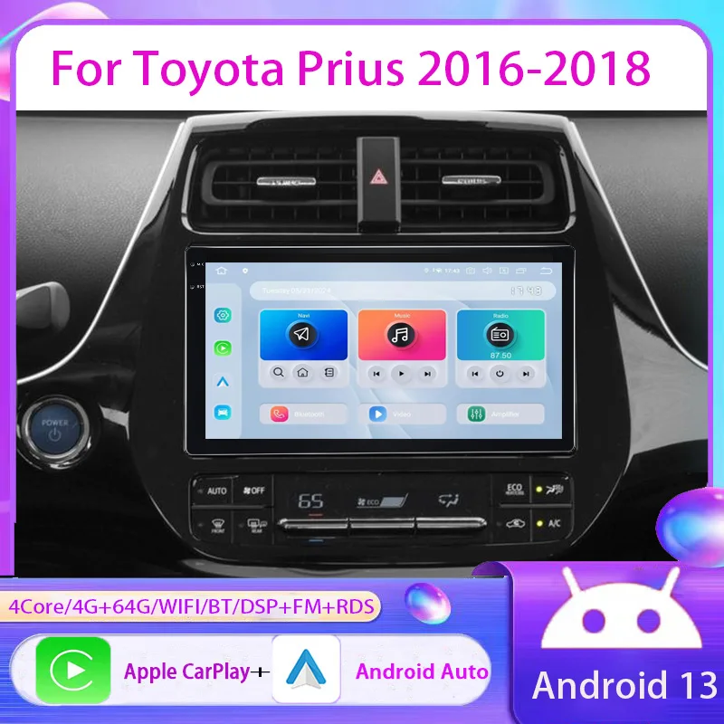 

9” Car radio Carplay For Toyota Prius 2016-2018 Multmedia Apple Carplay Car Radio GPS GPS Navi Stereo Screen 4+64G