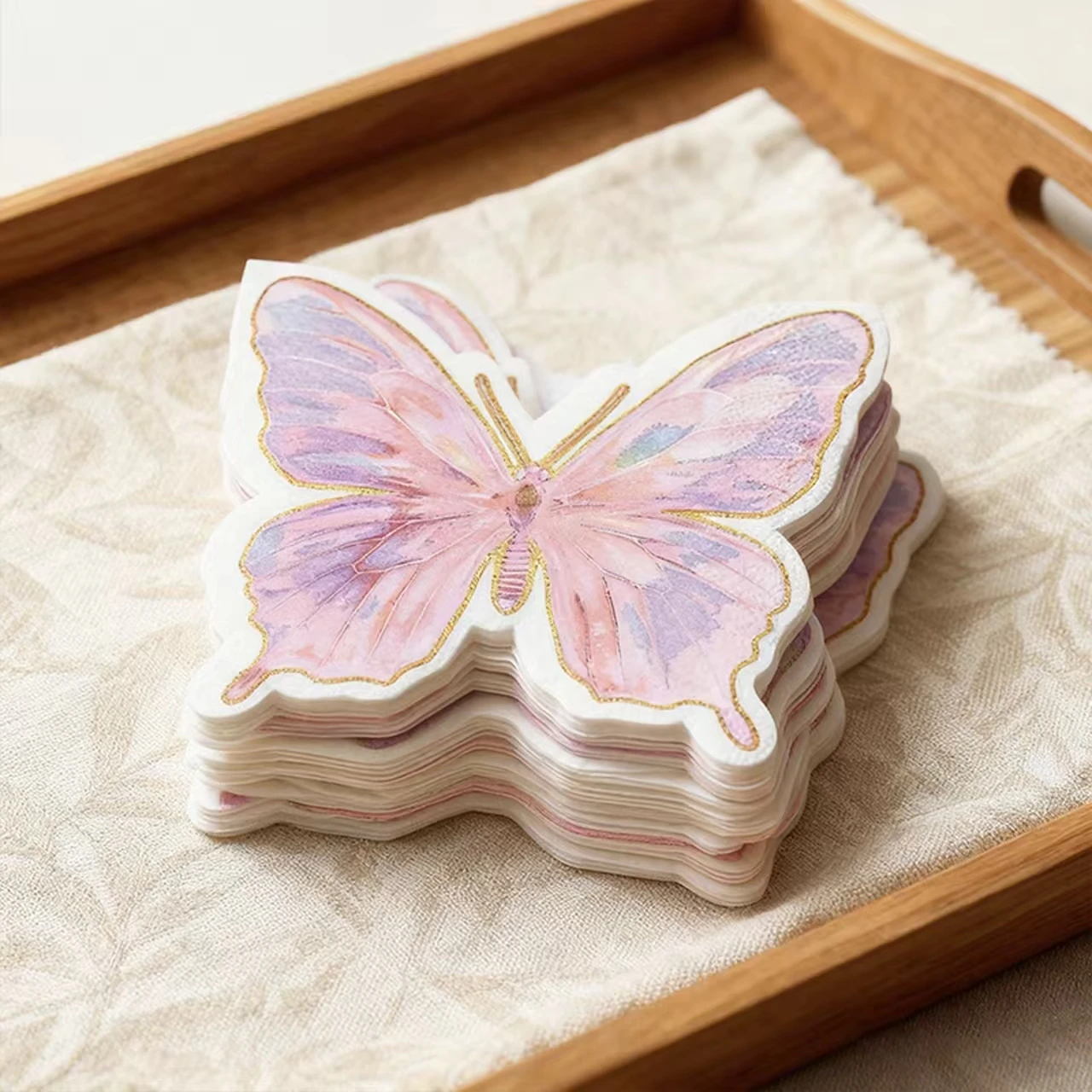20 pieces per pack of color-printed napkinshotel Western restaurant atmosphere decoration, special-shaped butterfly napkinsdispo