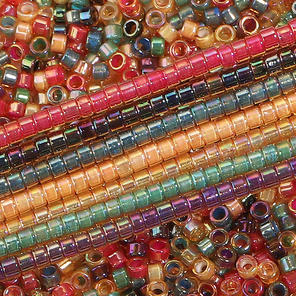 Apx 1200pcs 2.5mm Colorful Plated Cylindrical Beads Colorfast Japanese Glass Seed Beads Diy Vintage Bracelet Necklace Jewelry