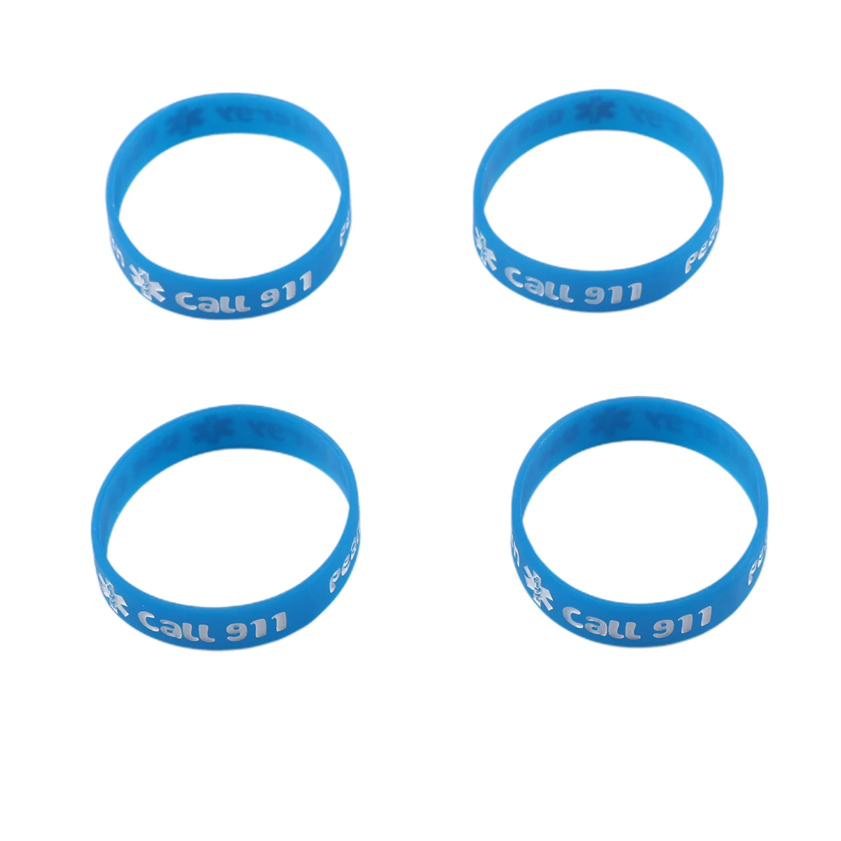 

4pcs Medical Warning Silicone Bracelets Soft Flexible Kids Wristbands Toddler Girl Waterproof Emergency Bracelet Gifts