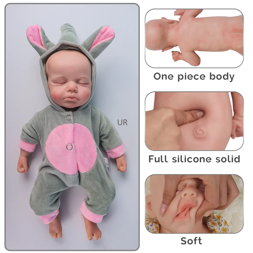 

Realistic Unpainted Soft 12 Inch 31Cm Full Solid Silicone Sleepy Closed Eyes Reborn Baby Boy Small Kids 1Kg 2.3Lbs Weight