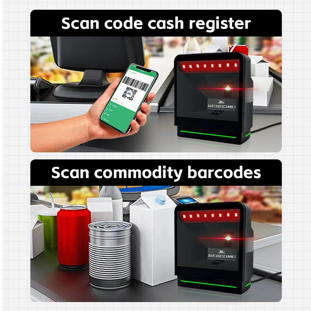 1D 2D سطح المكتب ماسح الباركود QR قارئ رمز متعدد الاتجاهات ذكي الاستشعار المسح السلكية USB سطح المكتب حر اليدين السيارات سينسي #6