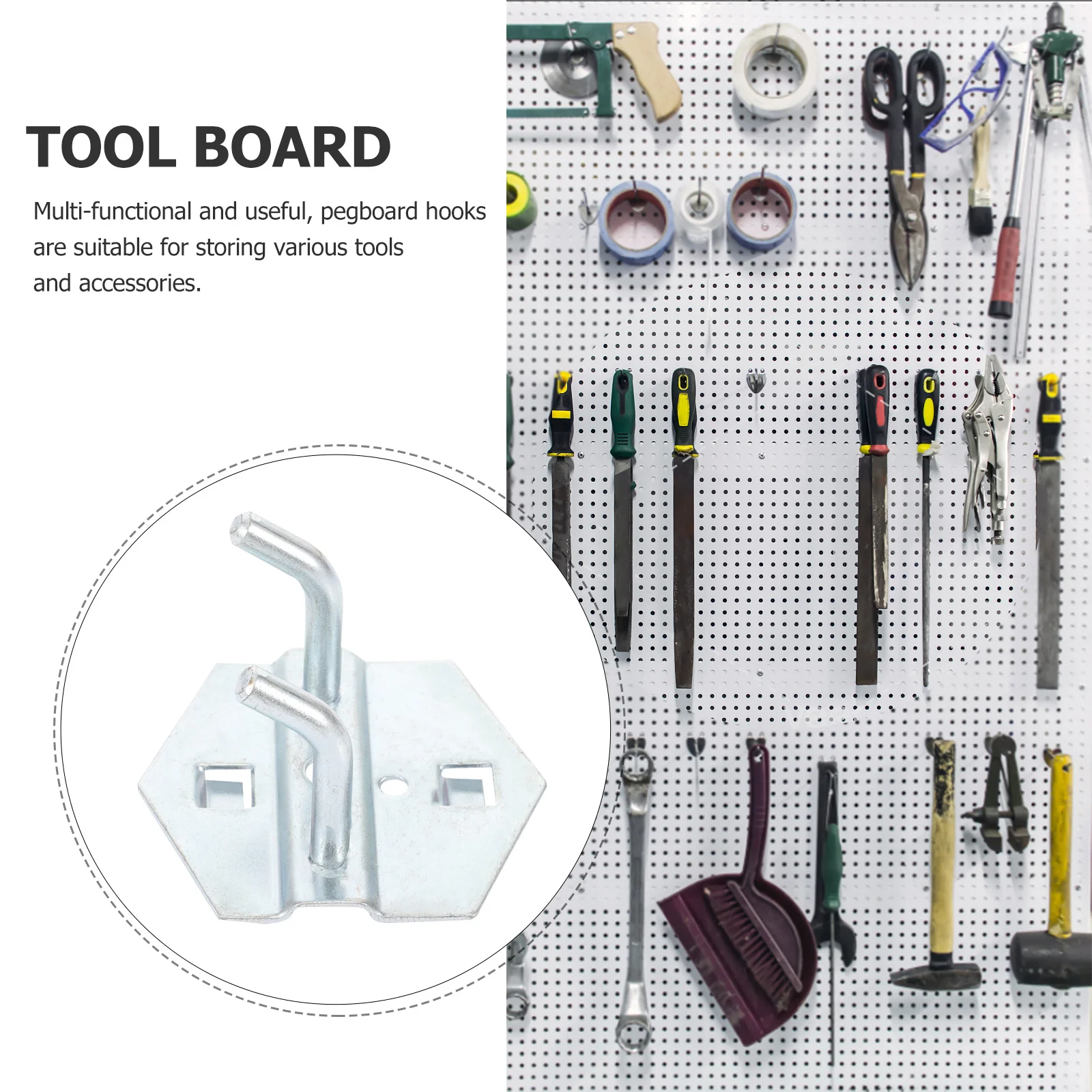

6 pcs Pegboard Hooks Metal Heavy Duty Hanging Tools Organizers For Garage Workshop Kitchen Storage Pegboard Accessories
