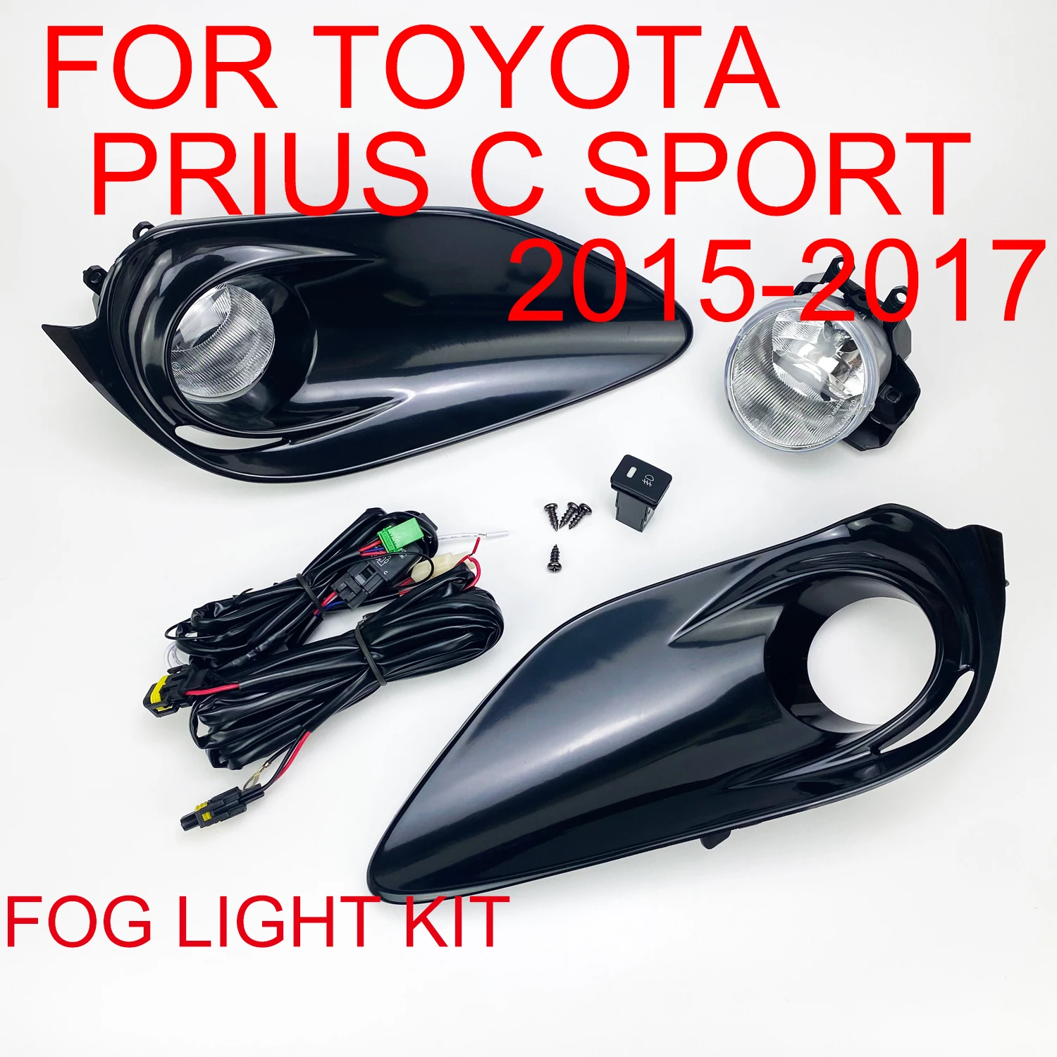 

Front Bumper Fog Lights Assembly For Toyota Prius C Sport 2015 2016 2017 Right + Left Side With Bulb Switch Wire Bezel