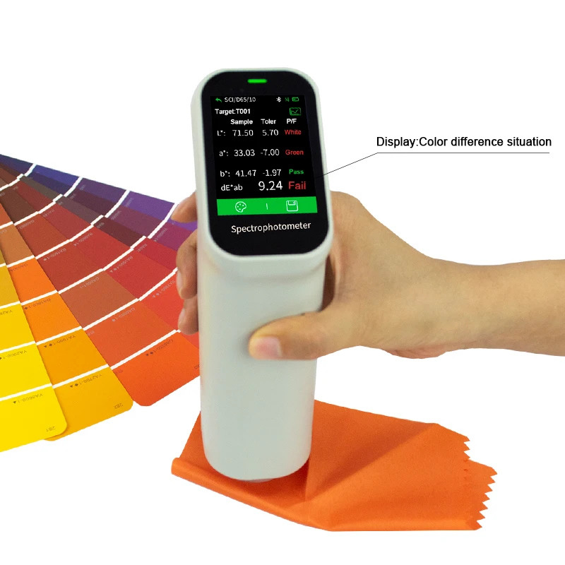 Portable Colorimeter for Measuring dE*ab, LAB, Touch Screen Operation, Painting, Printing Plastic and Textile Quality Inspection