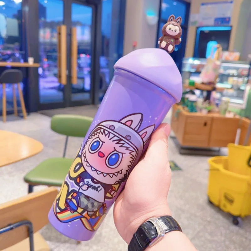 2024 Labubu Periphery New Stainless Steel Straw Cup 3DUV Printed Insulation and Cooling Cartoon Water Bottle 30 Car Cup Kid Gift