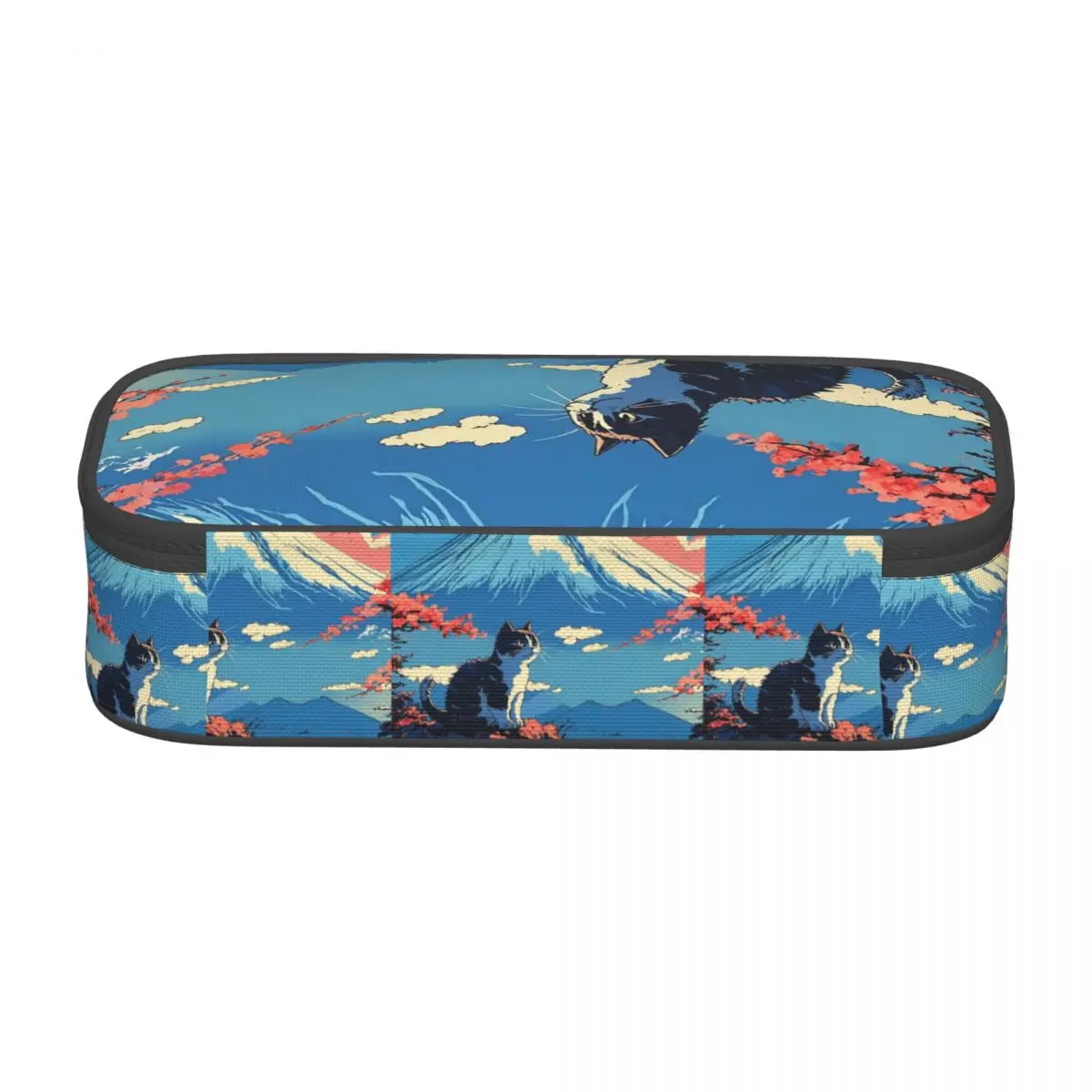 Sakura Mount Fuji And Cat Pencil Cases for Student Pen Box Pencil Bag Big Capacity Pencil Pouch Pen Holder