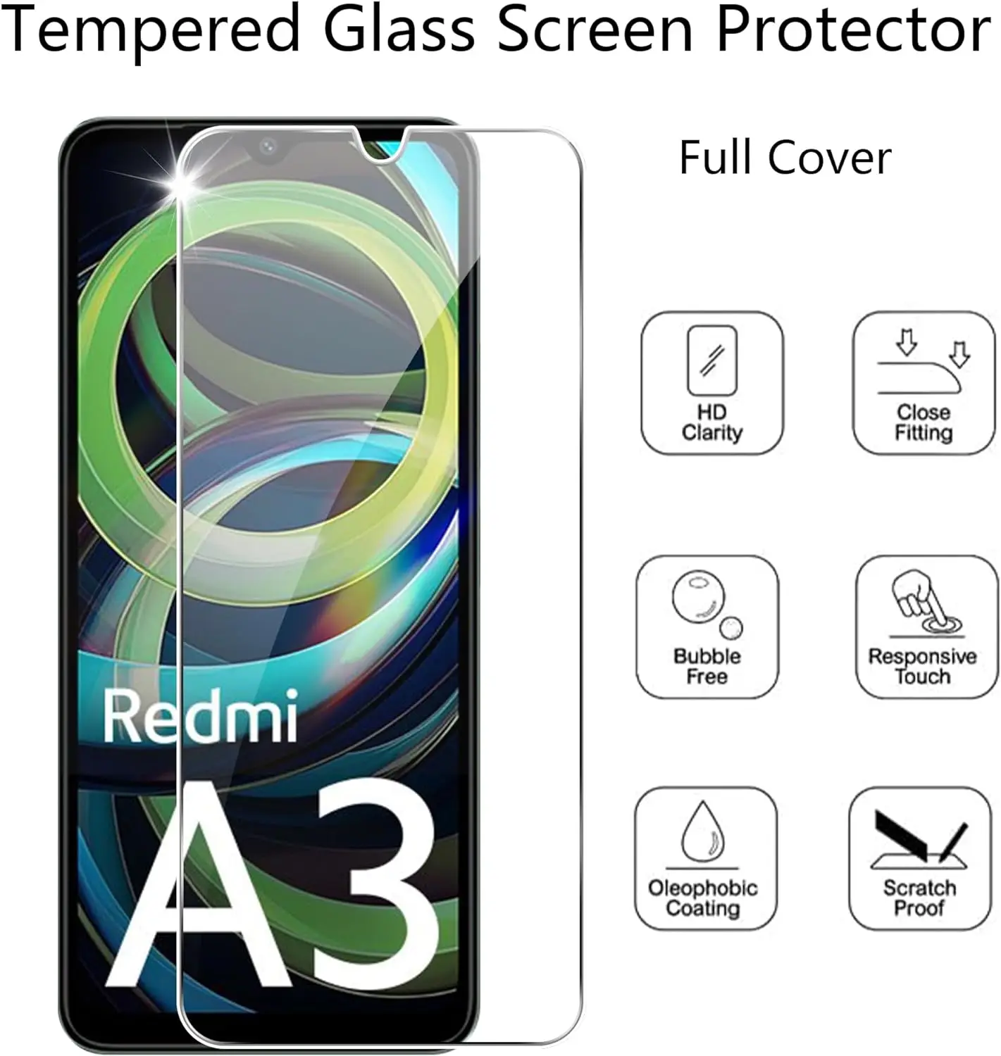 

HD Full Cover Tempered Glass For Xiaomi Redmi A3 Film