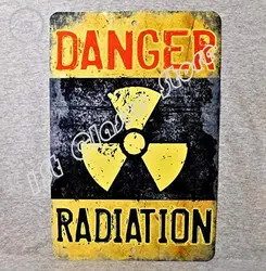 Metal Sign Radiation Danger Warning Radioactivity Hazard Decay X-Ray Caution Deadly Military Aluminum Decor