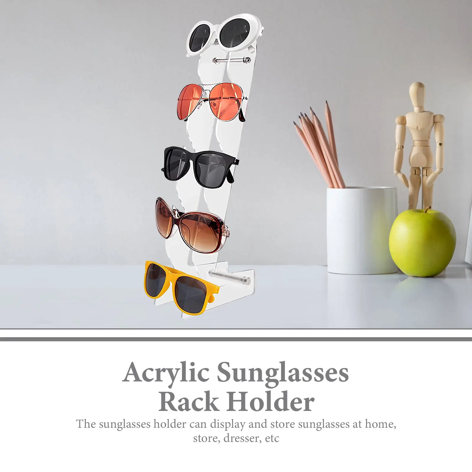 

Acrylic Glasses Display Stand Sunglasses Holder Rack Eyeglass Organizer Riser Holders Transparent 5 Layers Desktop Stable Base