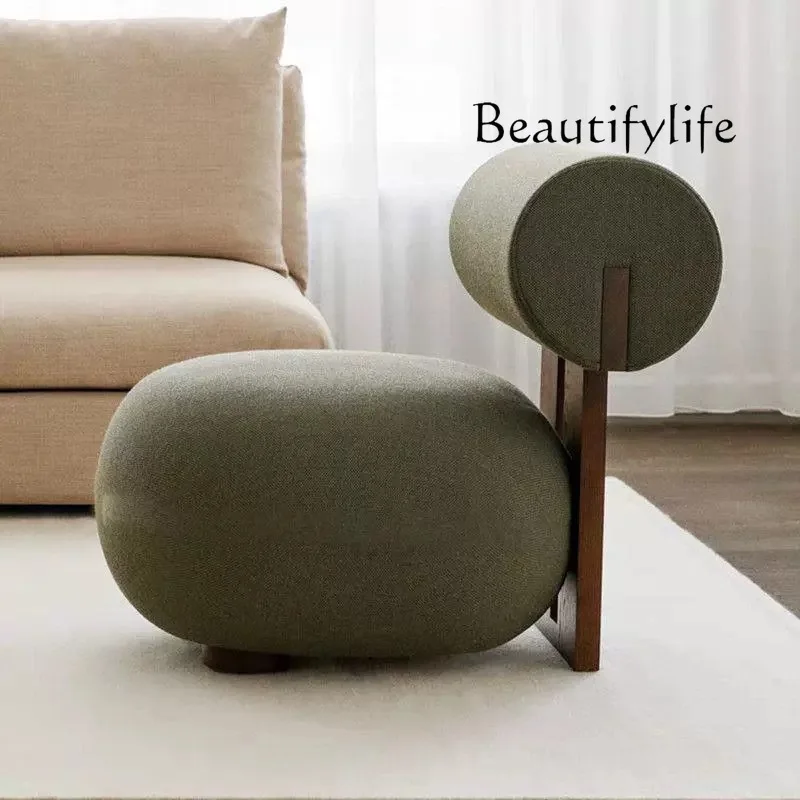 Cream wind single sofa chair light luxury modern lazy sofa living room simple lamb wool hippo chair