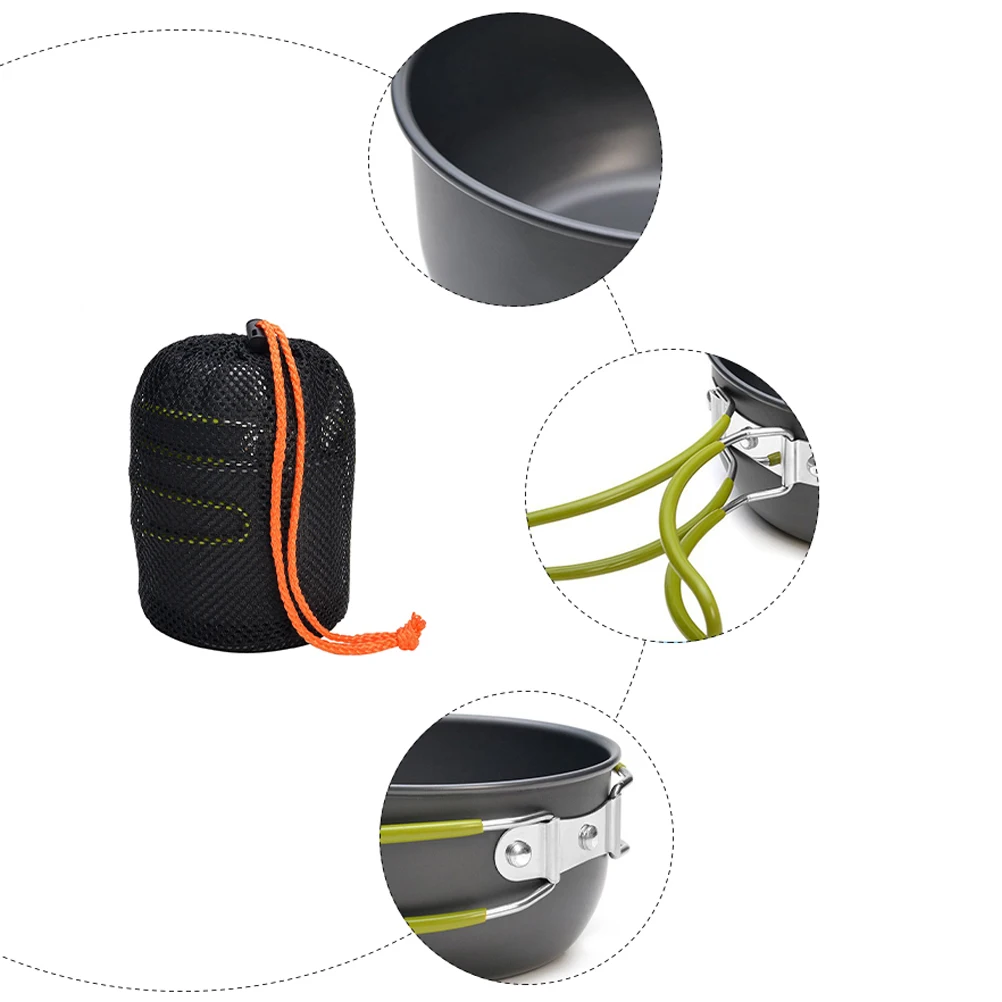 

Aluminum Alloy Camping Cookware Set Lightweight Portable Outdoor Cooking Gear Jacketed Kettle Stainless Steel Durable