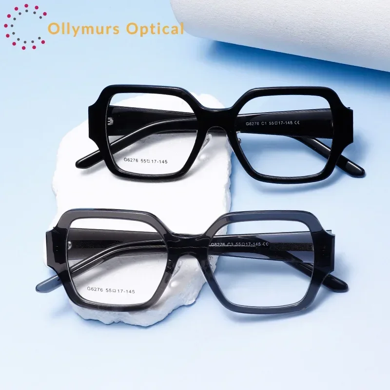

Новые очки Ollymurs в большой квадратной оправе из ацетата, очки для коррекции близорукости, модные ретро-очки для чтения с защитой от синего света, G62