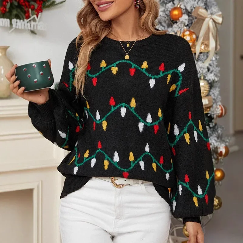 سترة عيد الميلاد رائجة البيع للموسم فضفاضة علوية ملونة خفيفة حلوة عبر الحدود المرأة موضة محبوك سترة المسيح