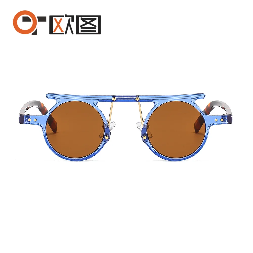 Lunettes de soleil à petite monture ronde pour hommes et femmes, lunettes de soleil de personnalité, style hip hop et punk, sports de plein air, voyage, T315