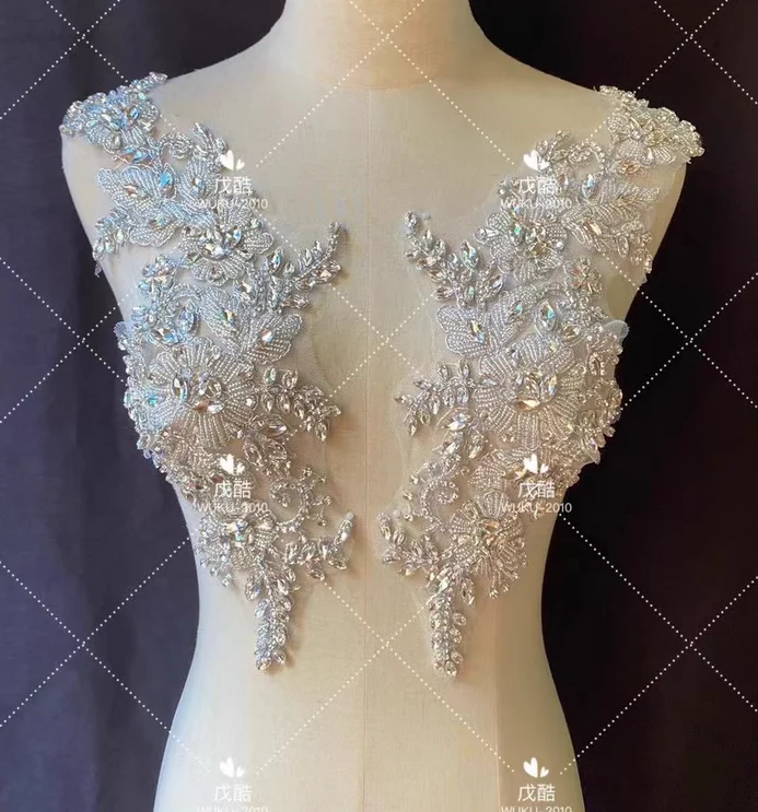 Hand-beaded lace diamond piece hand-embroidered accessories clothing wedding dress