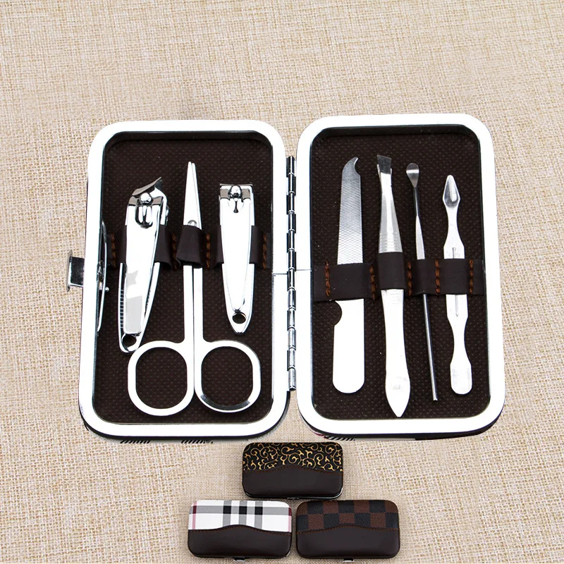 At Fashion 7pcs Nail Clipper Set Pedicure & Manicure Stainless Steel Nail Scissors Sickle Tweezers Ear Spoon Beauty Nail Tools