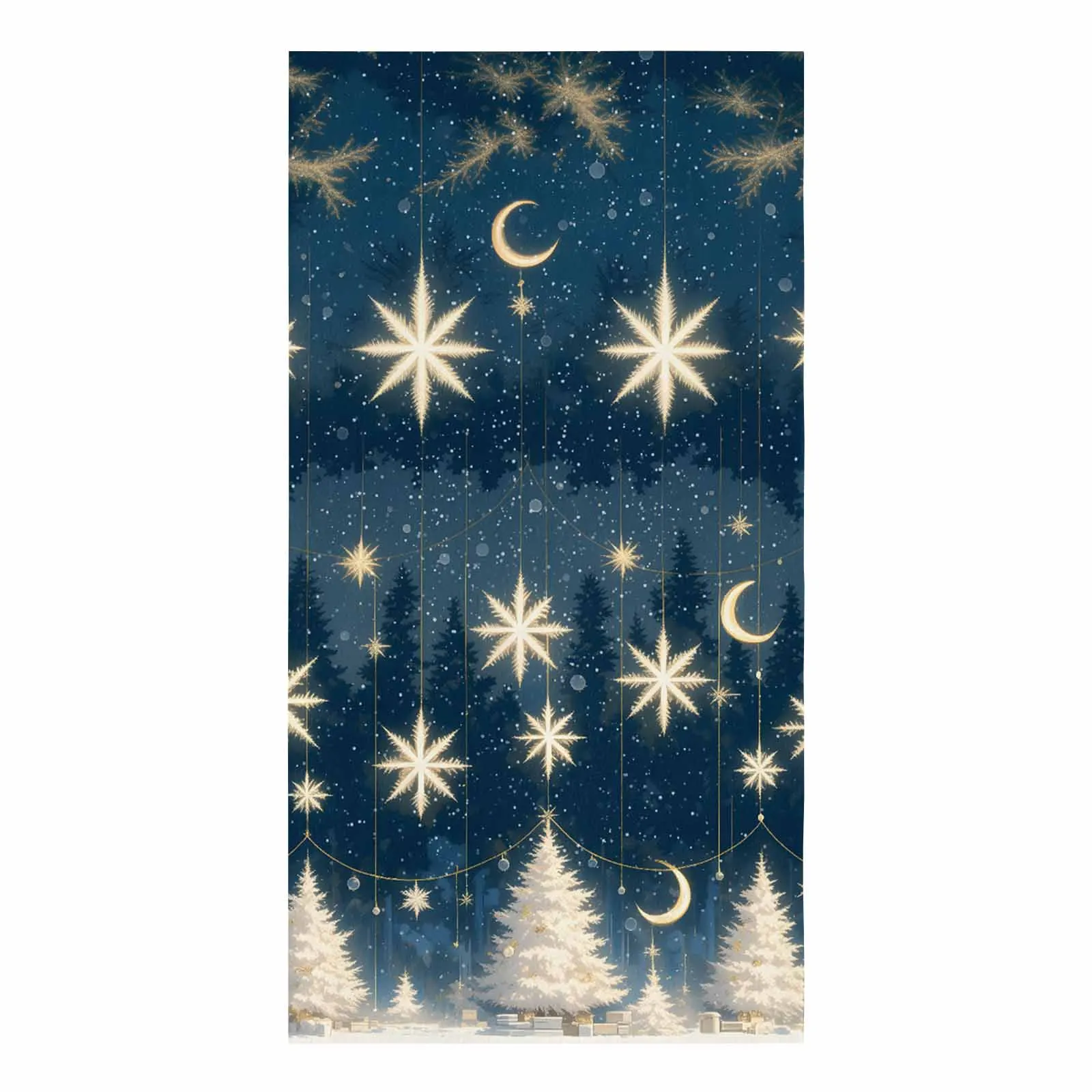 Christmas Tree Stars Moon Gift Snowflakes Printed Tea Hand Towel Kitchen Dishcloth Water Absorption Household Cleaning Cloth